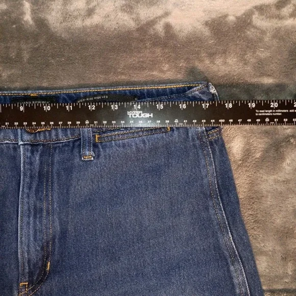 Banana Republic Jeans Womens Sz 32L Long Blue High Rise Wide Leg Zip‎ Pocket - Picture 3 of 8